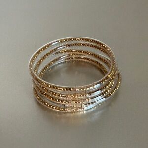 Chic Gold-Tone Beaded Bracelet Set